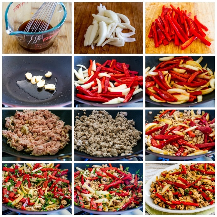 Thai-Inspired Ground Turkey Stir Fry process shots collage