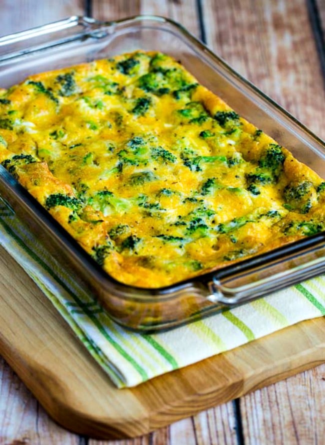 Low-Carb Broccoli Cheese Breakfast Casserole Recipe found on KalynsKitchen.com