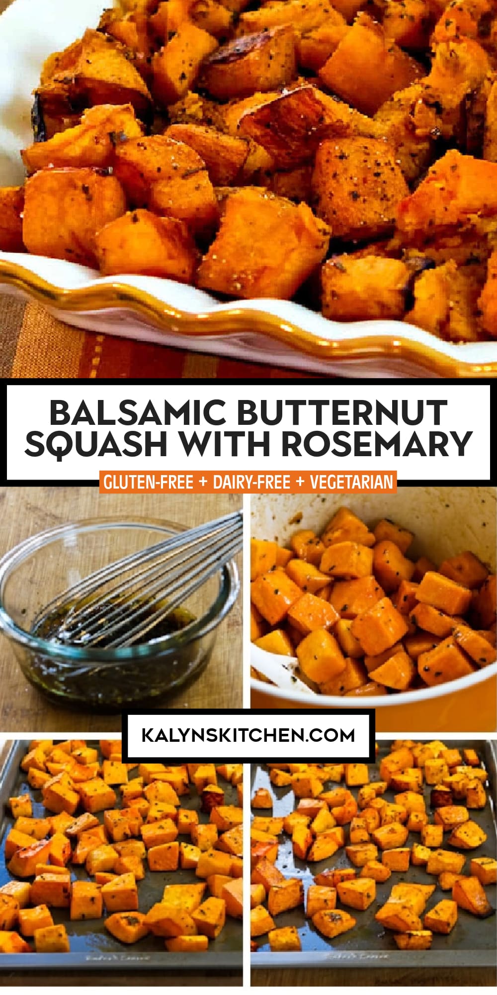 Pinterest image of Balsamic Butternut Squash with Rosemary