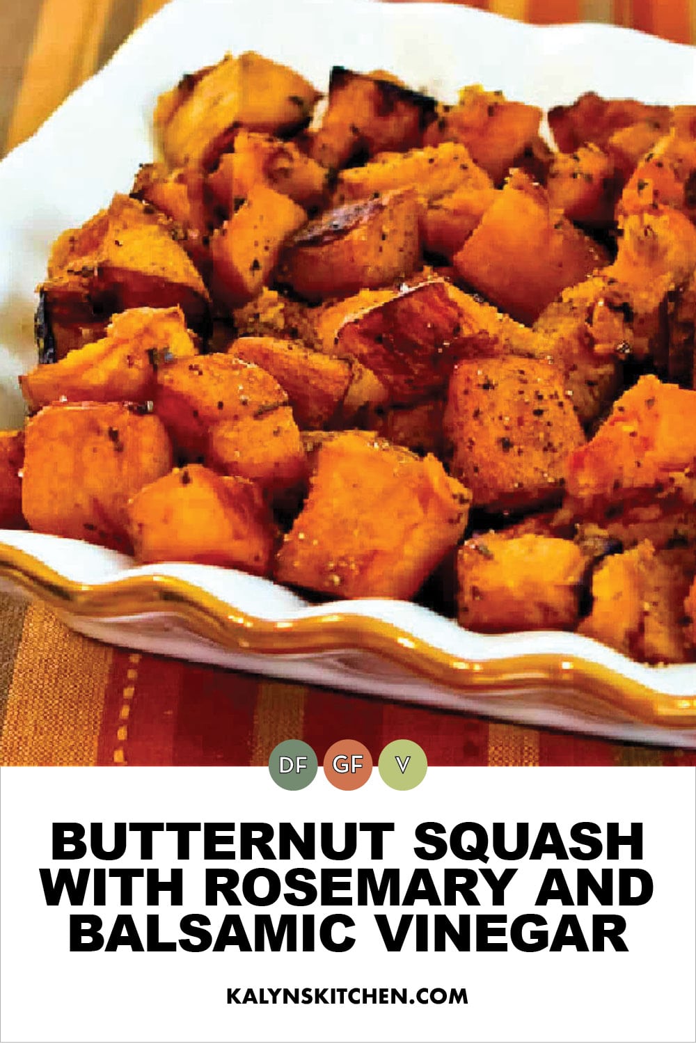 Pinterest image of Butternut Squash with Rosemary and Balsamic Vinegar