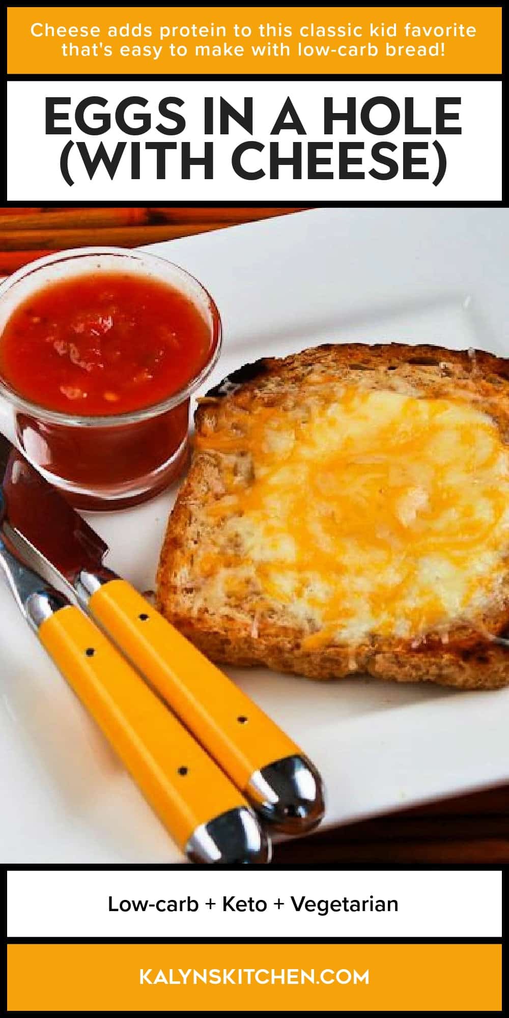 Pinterest image of Eggs in a Hole (with Cheese)