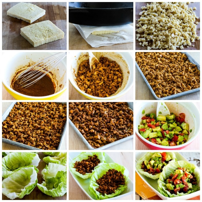 Tofu Lettuce Wrap Tacos process shots collage