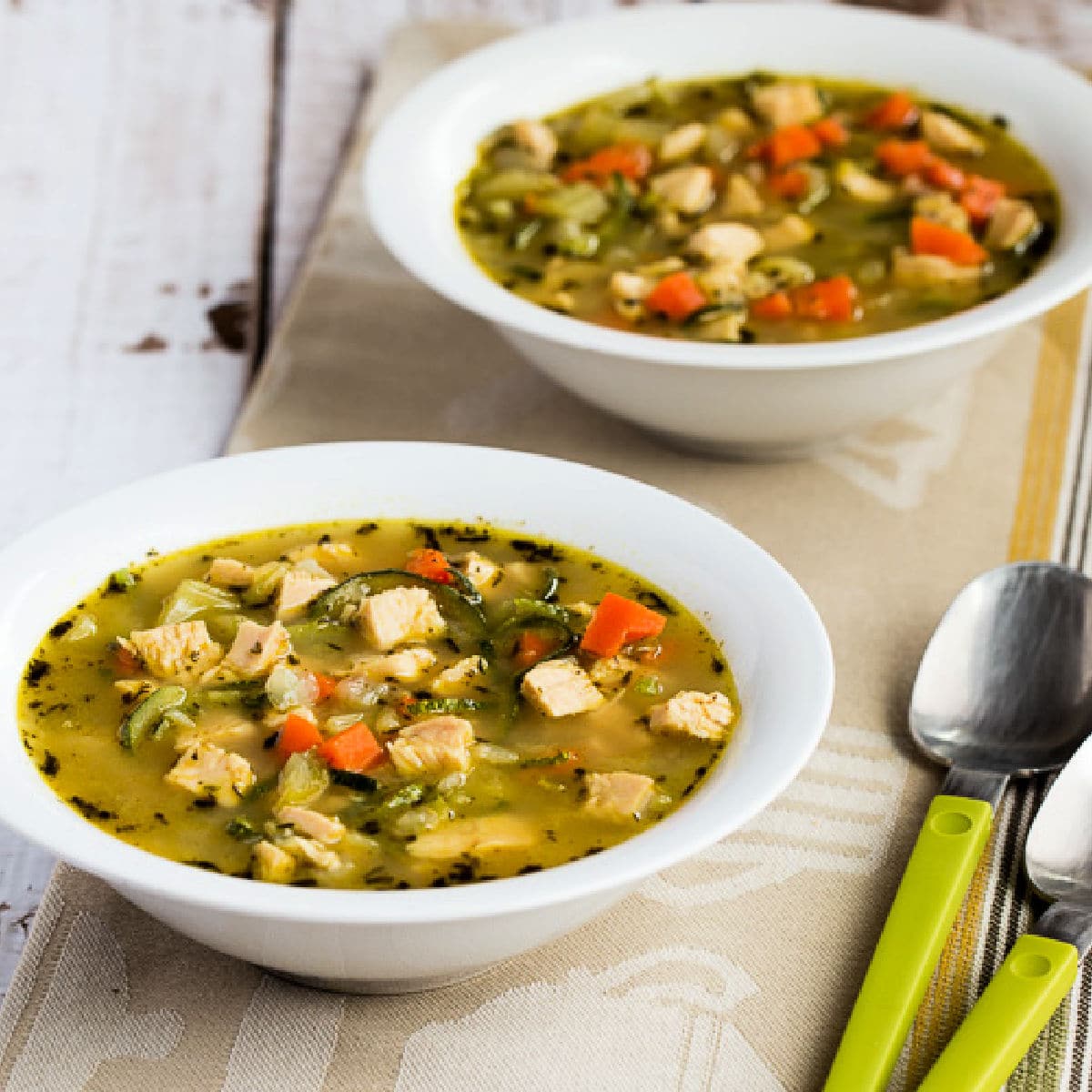 Square image for Low-Carb Turkey Soup with Zucchini Noodles.
