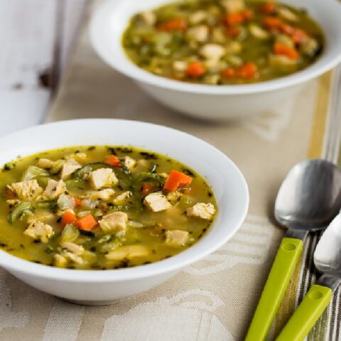 close-up photo for Low-Carb Turkey Soup with Zucchini Noodles