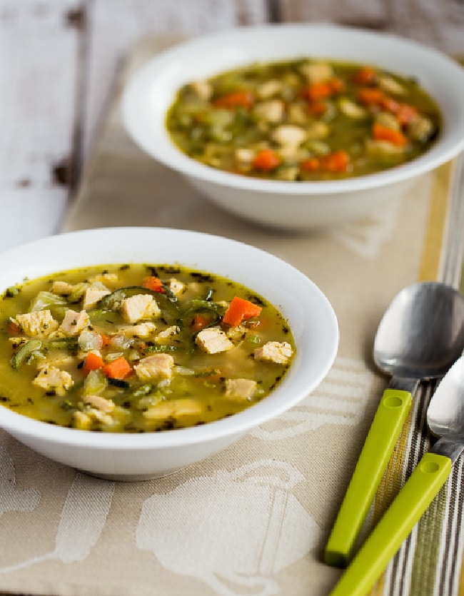 close-up photo for Low-Carb Turkey Soup with Zucchini Noodles