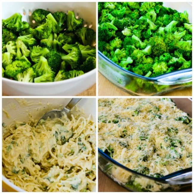 Low-Carb Broccoli Gratin with Swiss and Parmesan process shots collage