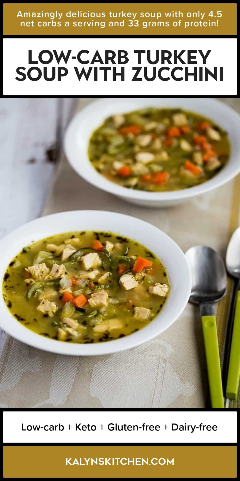 Pinterest image of Low-Carb Turkey Soup with Zucchini