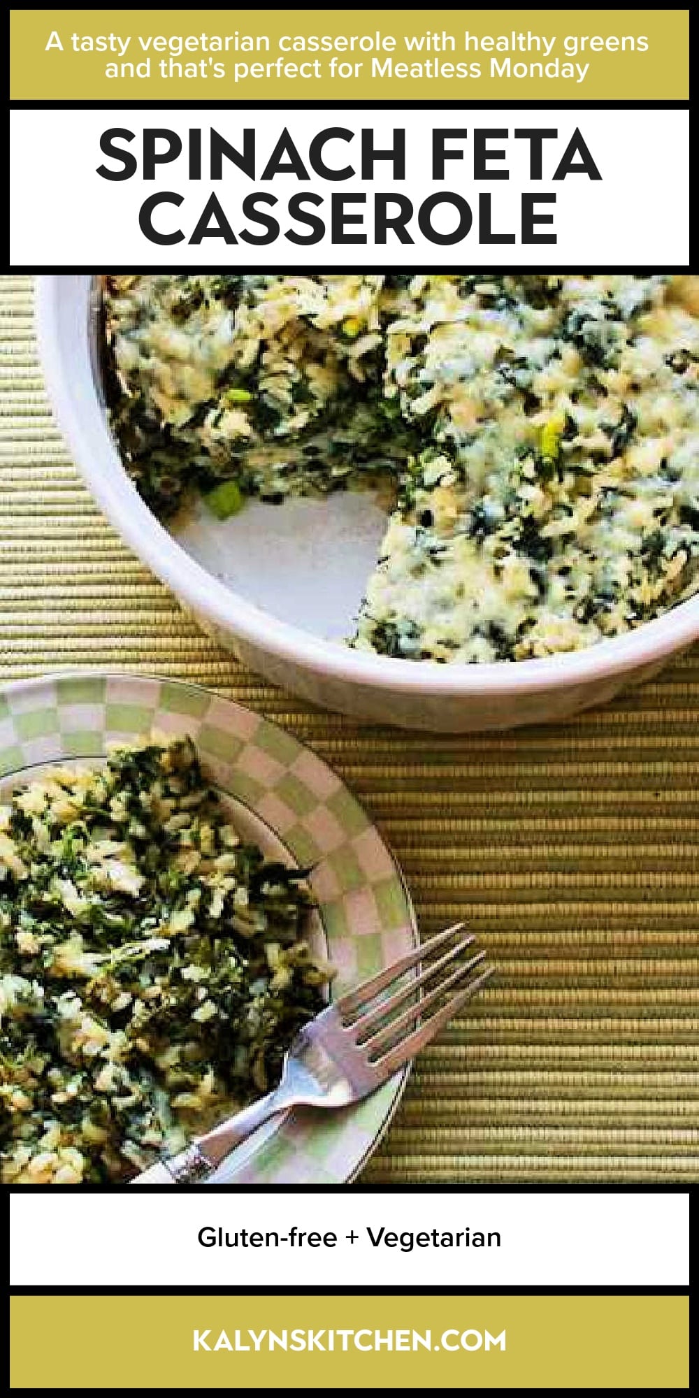 Pinterest image of Spinach Feta Casserole