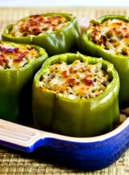 Stuffed Green Peppers with Brown Rice, Italian Sausage, and Parmesan (Video)