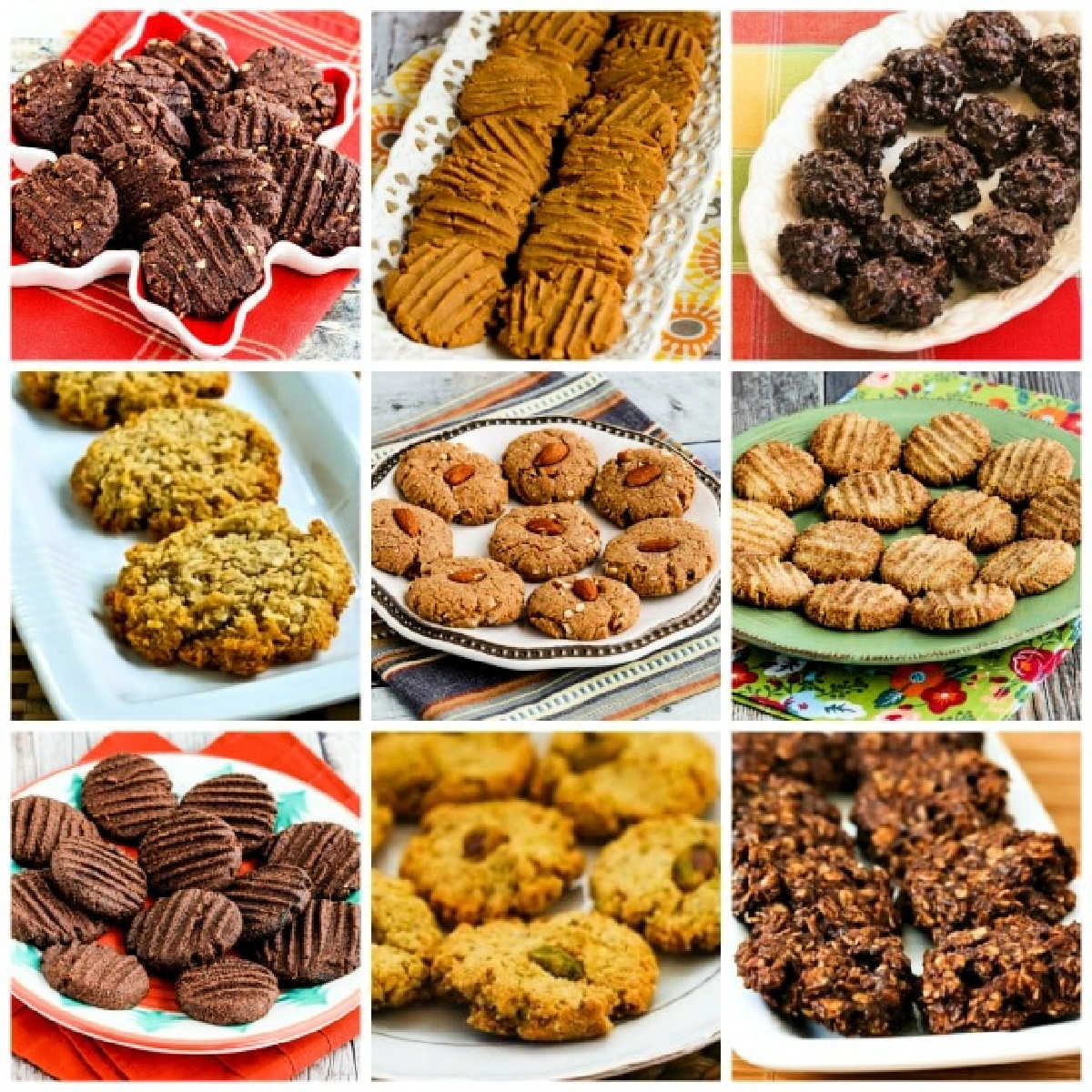 Delicious Sugar-Free (or Low-Sugar) Cookies collage of featured recipes