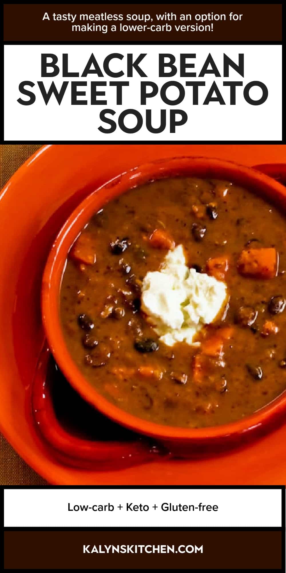 Pinterest image of Black Bean Sweet Potato Soup