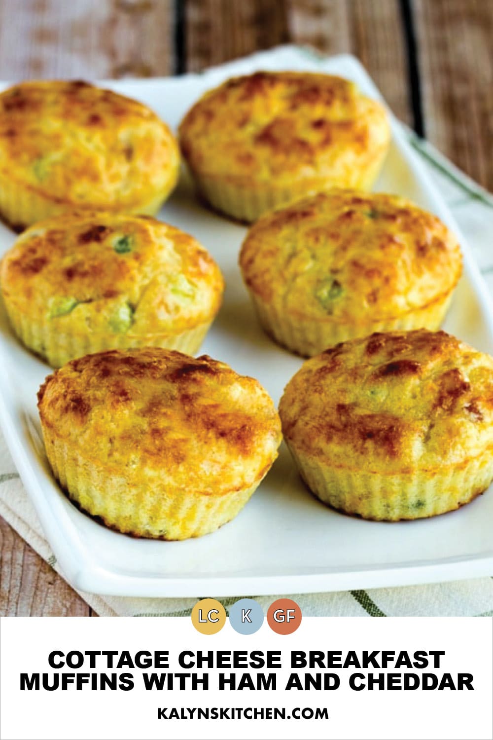 Pinterest image of Cottage Cheese Breakfast Muffins with Ham and Cheddar 