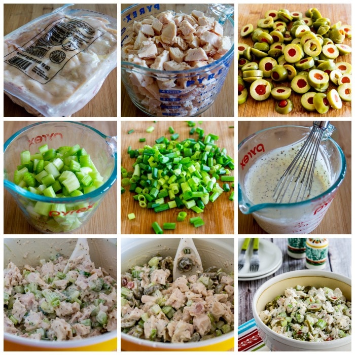 Chicken Salad with Green Olives process shots collage