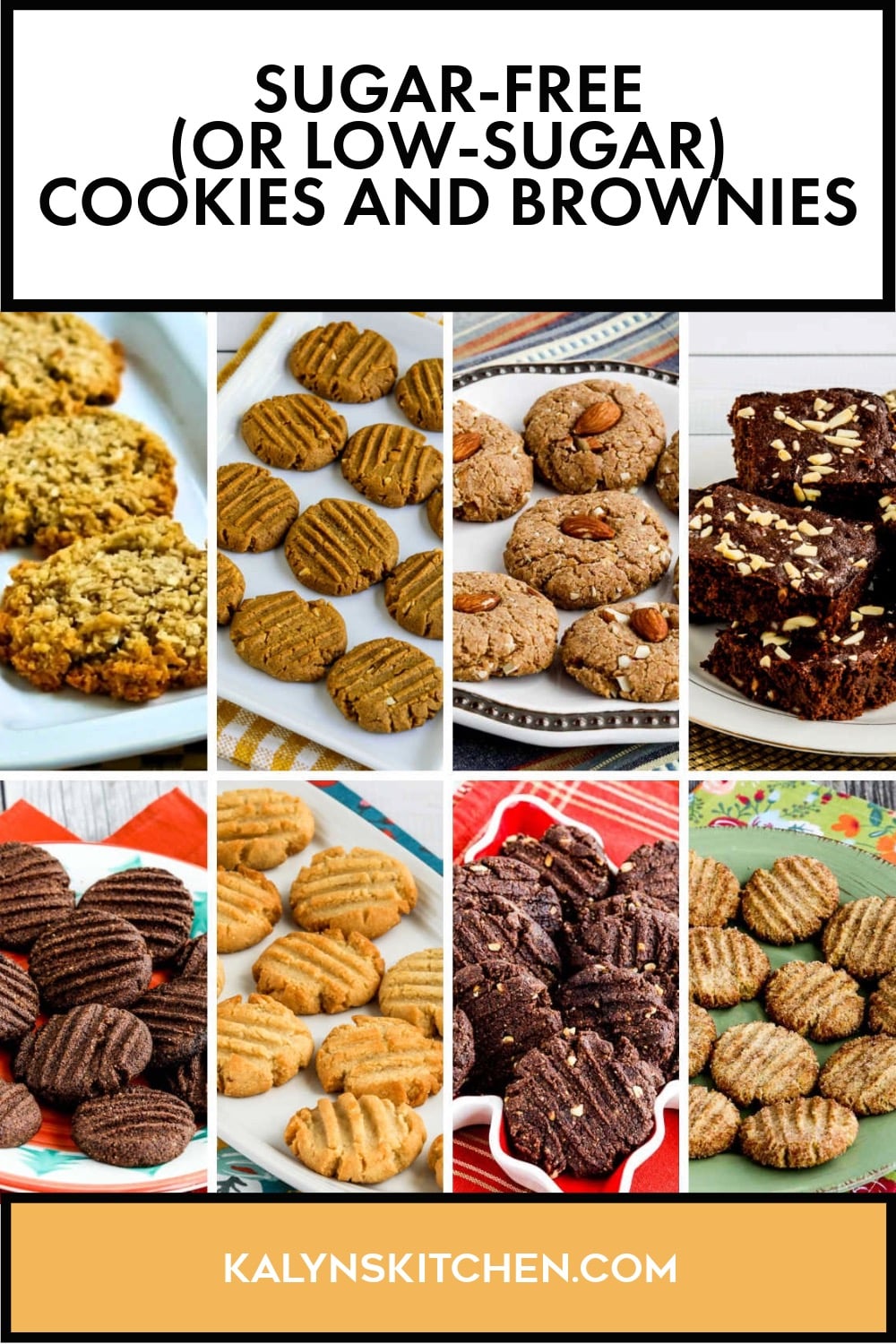 Pinterest image of Sugar-Free (or Low-Sugar) Cookies and Brownies
