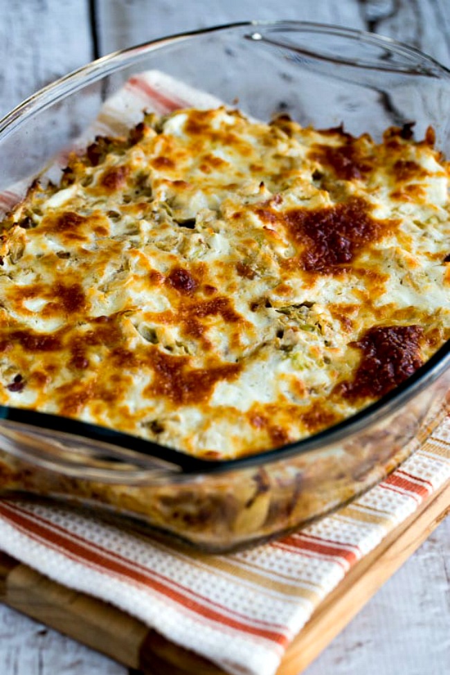 Low Carb Twice Cooked Cabbage with Sour Cream and Bacon found at KalynsKitchen.com