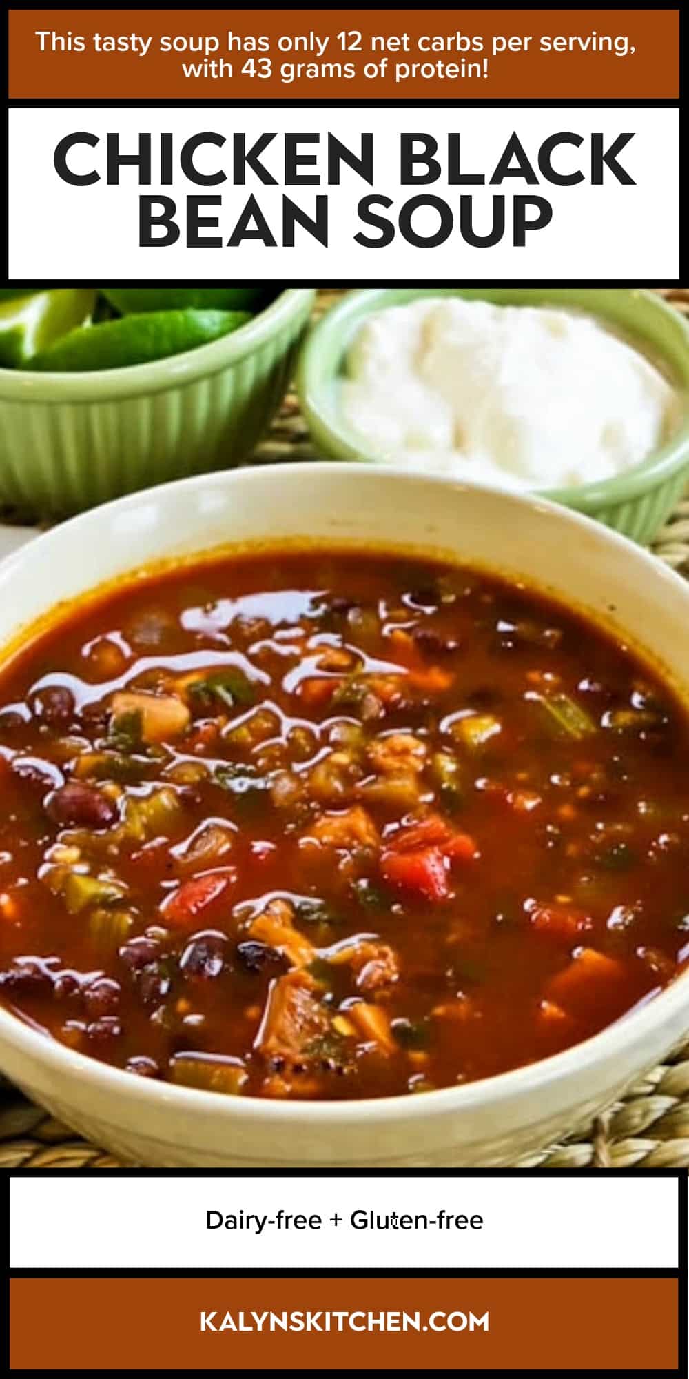 Pinterest image of Chicken Black Bean Soup