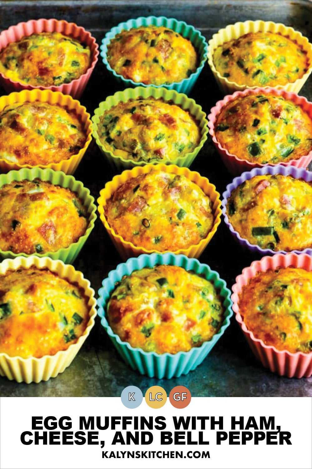 Pinterest image of Egg Muffins with Ham, Cheese, and Bell Pepper