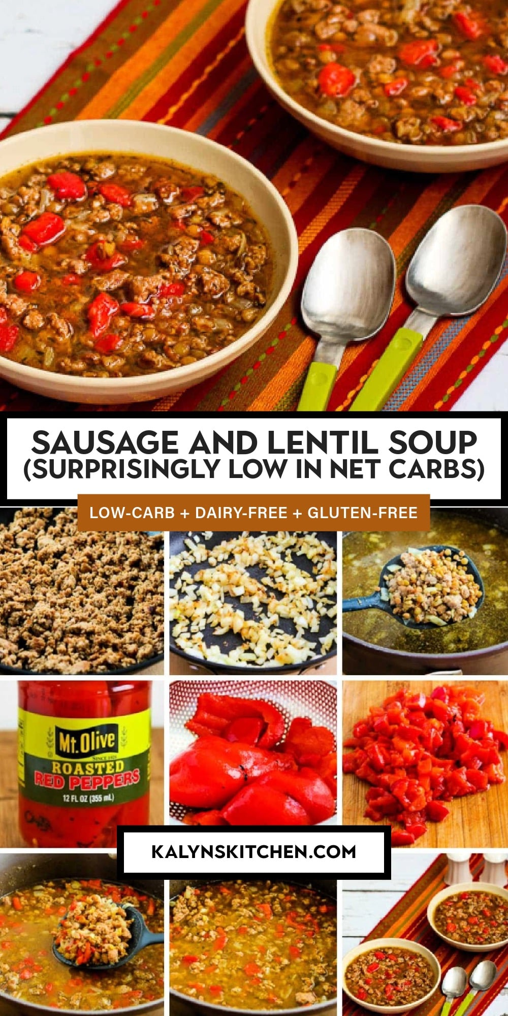 Pinterest image of Sausage and Lentil Soup