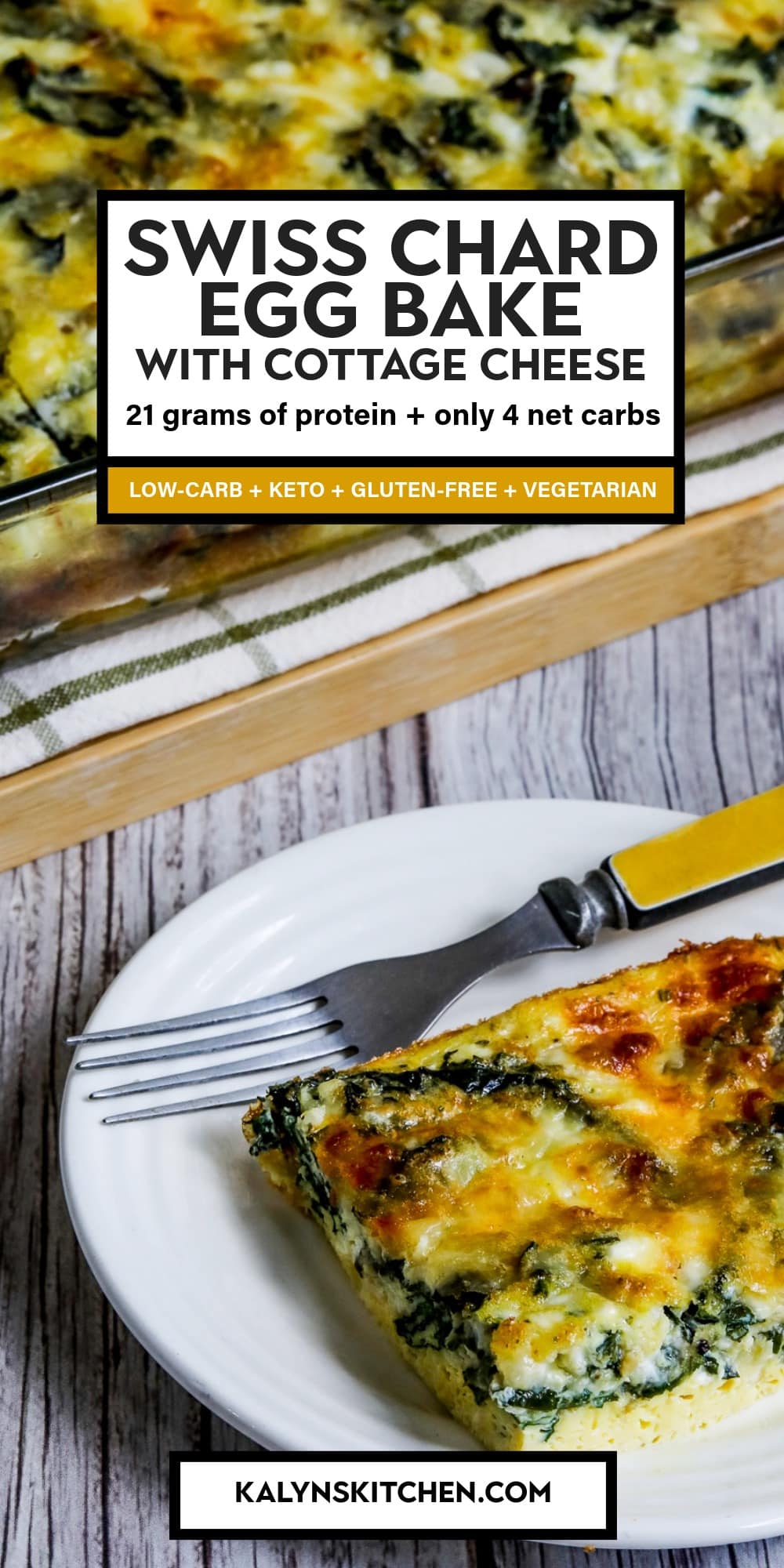 Pinterest image of Swiss Chard Egg Bake (with Cottage Cheese)