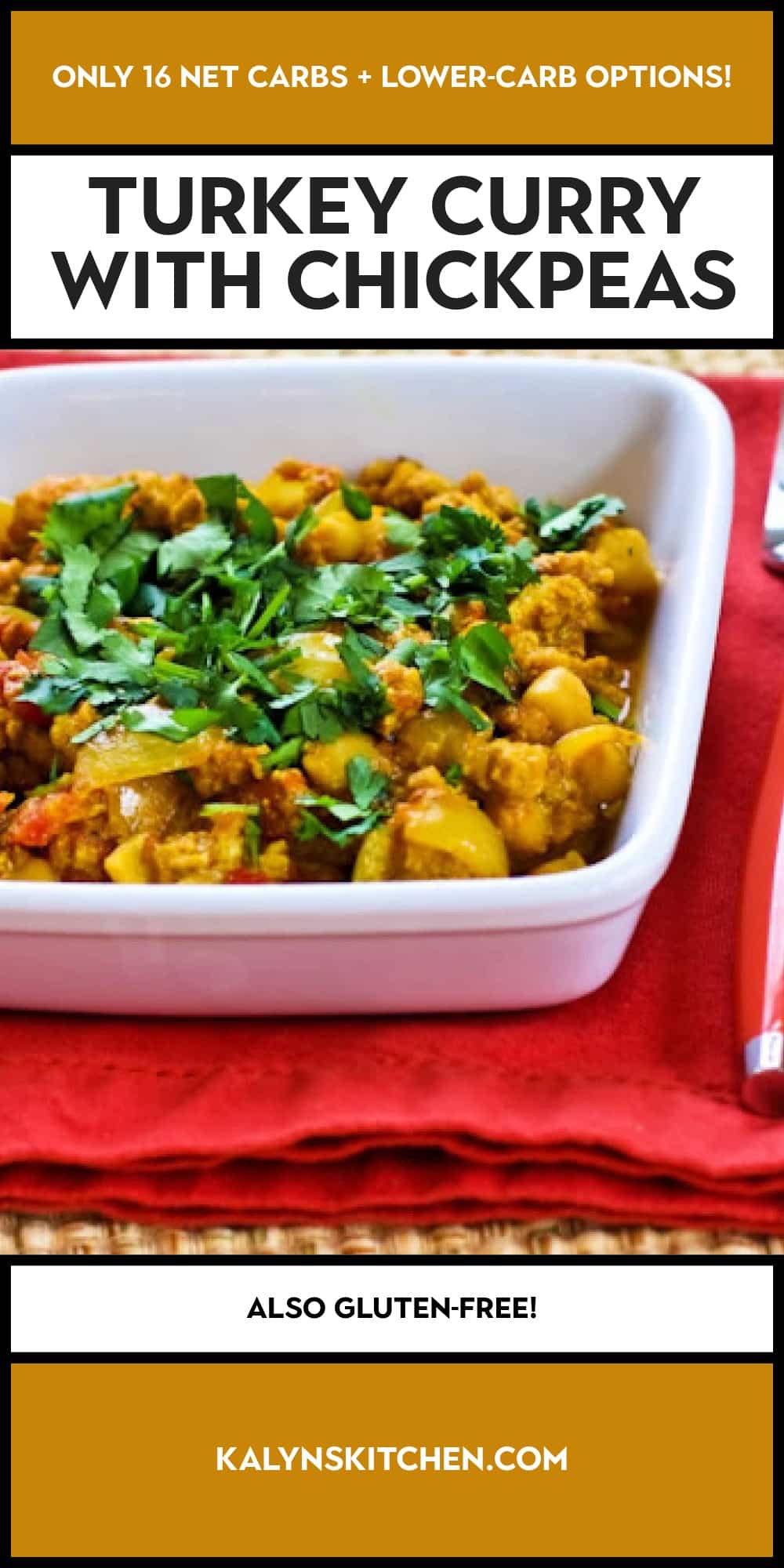 Pinterest image of Turkey Curry with Chickpeas