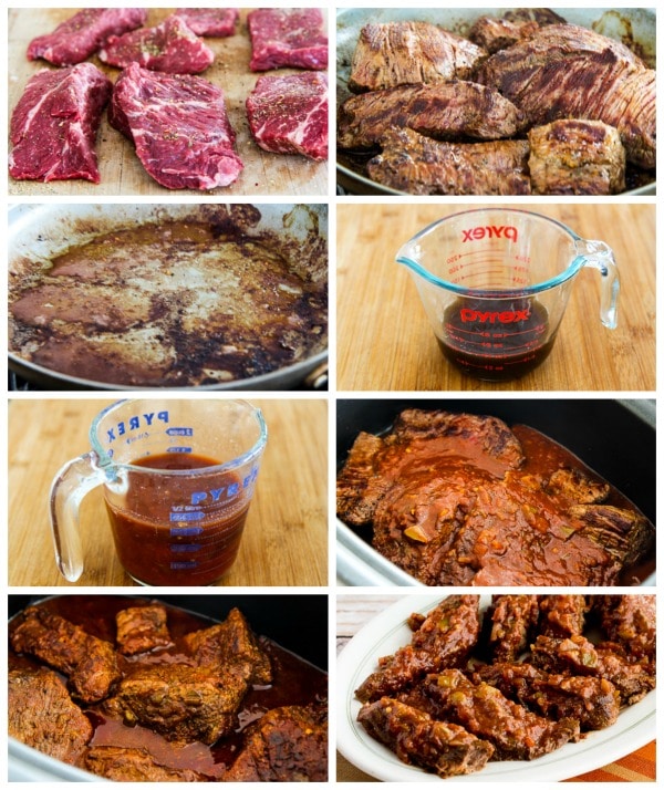 Low-Carb Southwestern Pot Roast in the Slow Cooker process shots collage