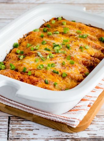 Slow Cooker Sour Cream Chicken Enchiladas finished dish in slow cooker