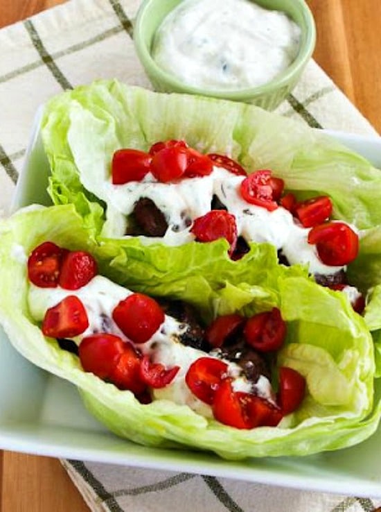 Delicious Low-Carb and Keto Wraps with Lettuce, Collards, and Cabbage found on KalynsKitchen.com