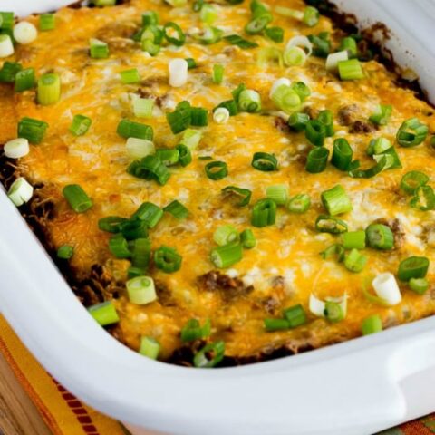 Slow Cooker (or oven) Low-Carb Mexican Lasagna Casserole close-up photo
