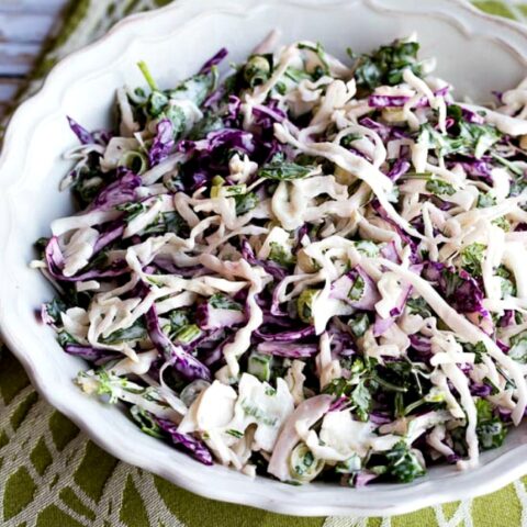Low-Carb Spicy Mexican Slaw with Lime and Cilantro found on KalynsKitchen.com