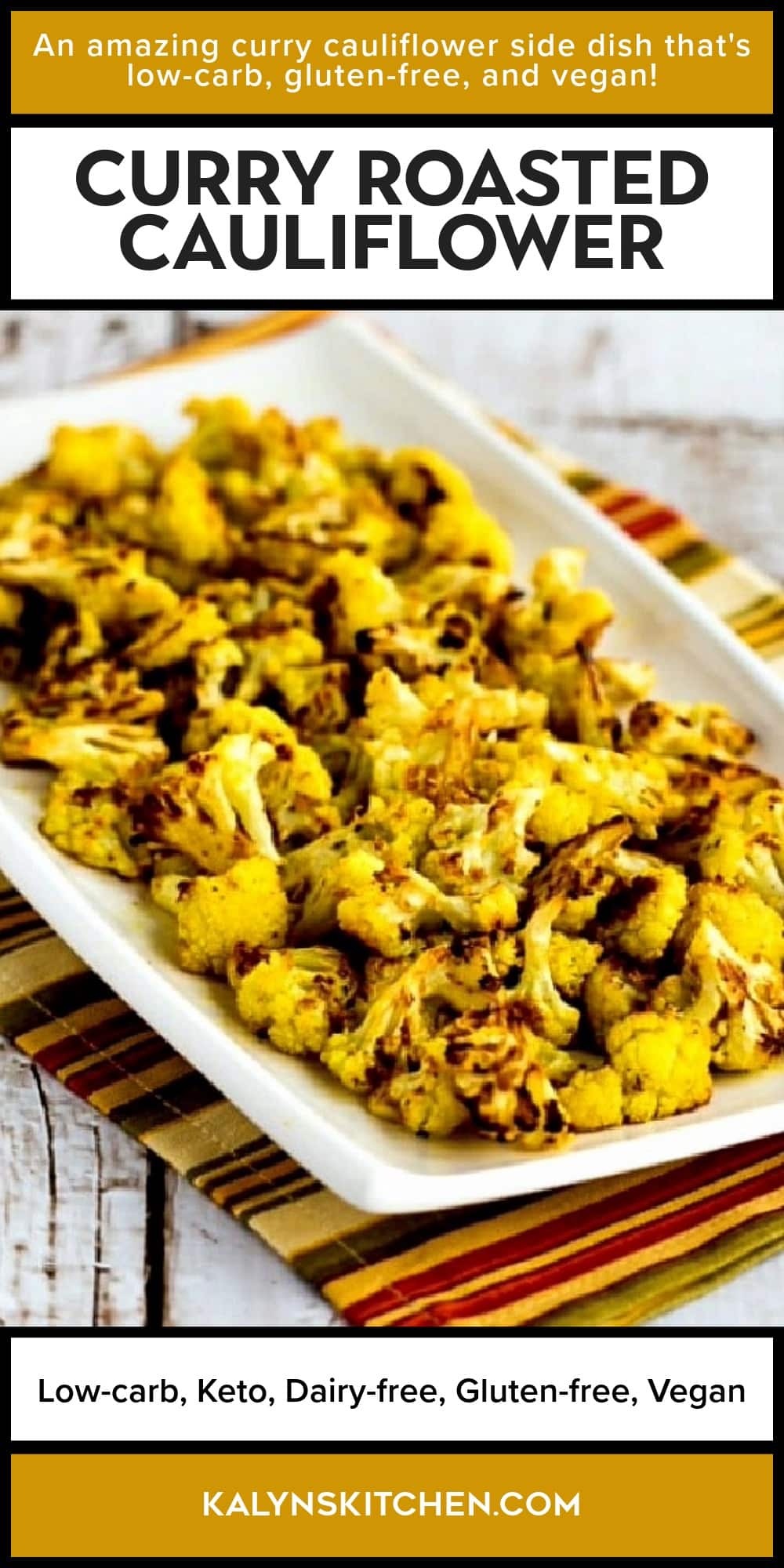 Pinterest image of Curry Roasted Cauliflower