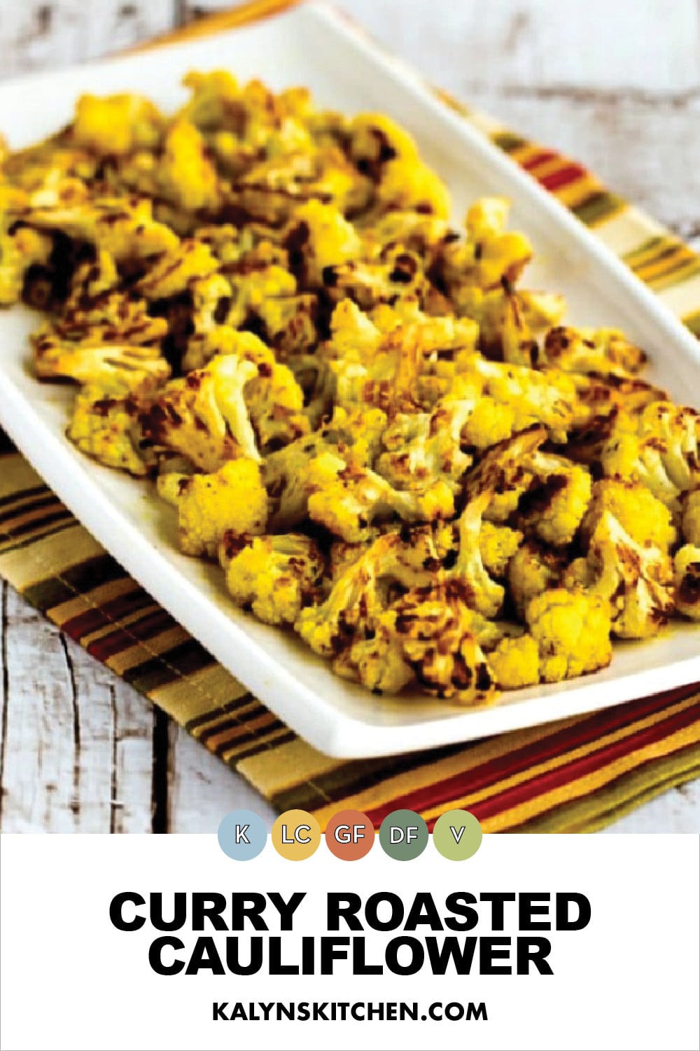 Pinterest image of Curry Roasted Cauliflower