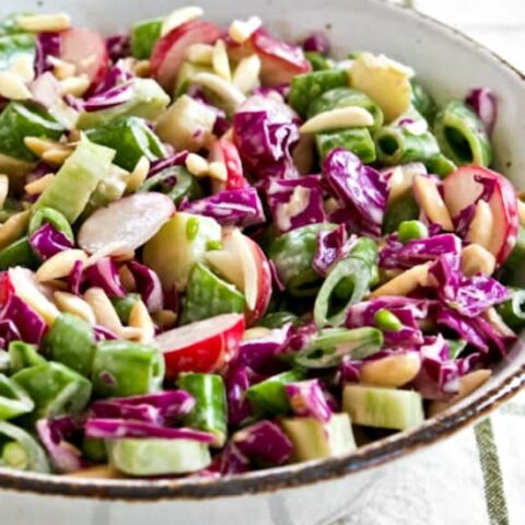 Low-Carb Asian Chopped Salad (with broccoli stems!) found on KalynsKitchen.com