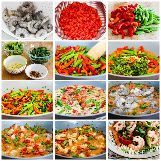 Easy Spicy Coconut Milk Shrimp process shots collage