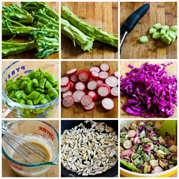 Asian Chopped Salad with Broccoli Stems process shots collage