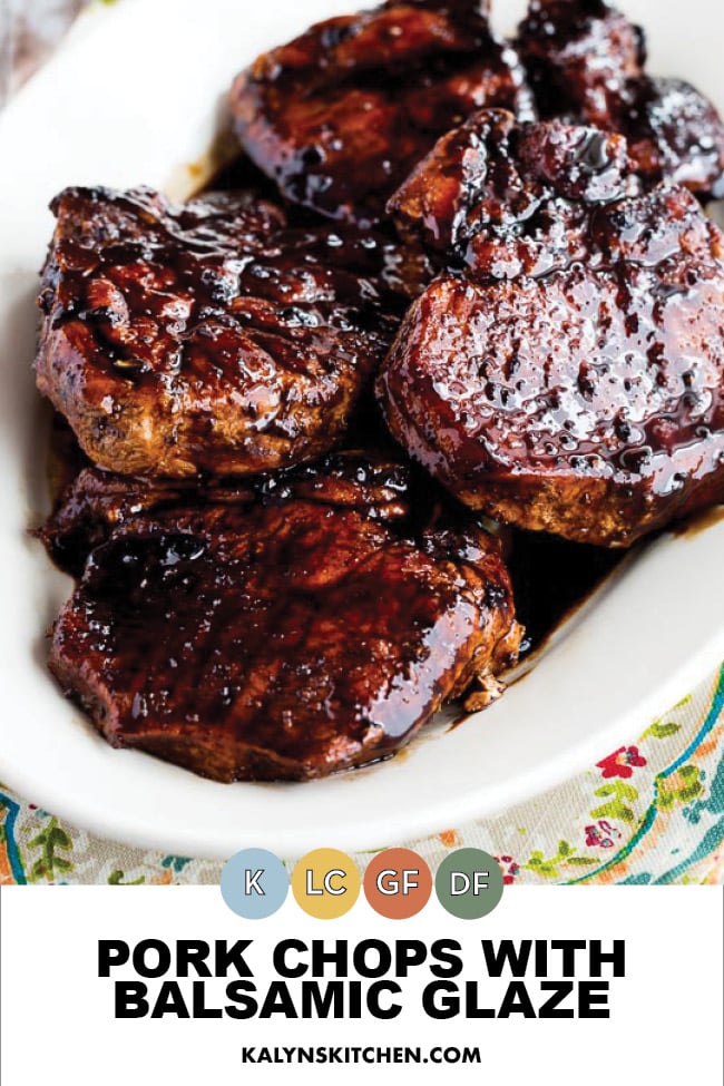 Pinterest image of Pork Chops with Balsamic Glaze