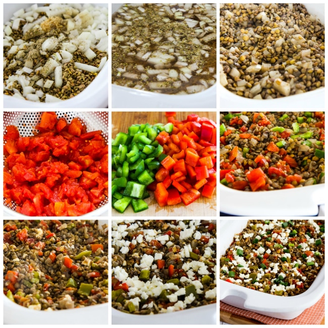 Slow Cooker (or oven) Vegetarian Greek Lentil Casserole process shots collage