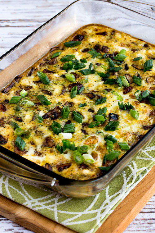 Sausage, Mushrooms, and Feta Baked with Eggs