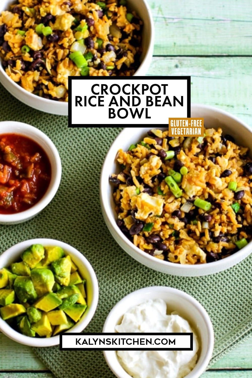 Pinterest image of CrockPot Rice and Bean Bowl