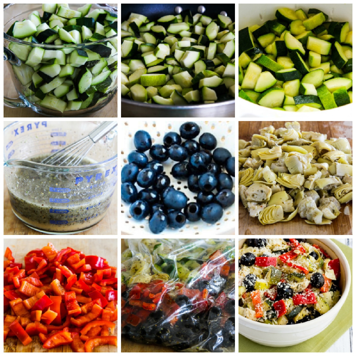 Marinated Zucchini Salad collage of recipe steps