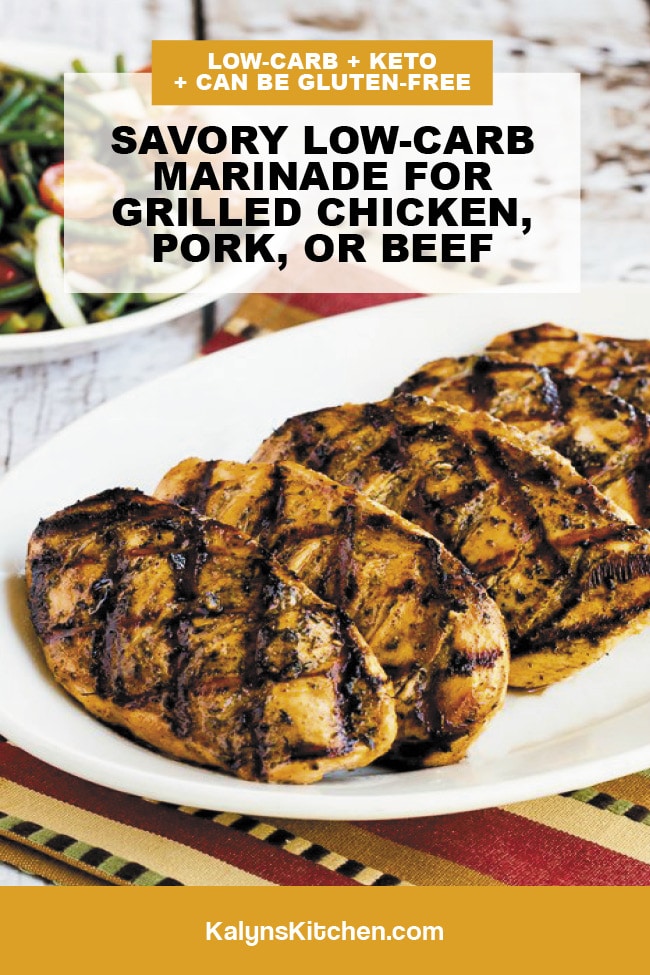 Pinterest image of Savory Low-Carb Marinade for Grilled Chicken, Pork, or Beef