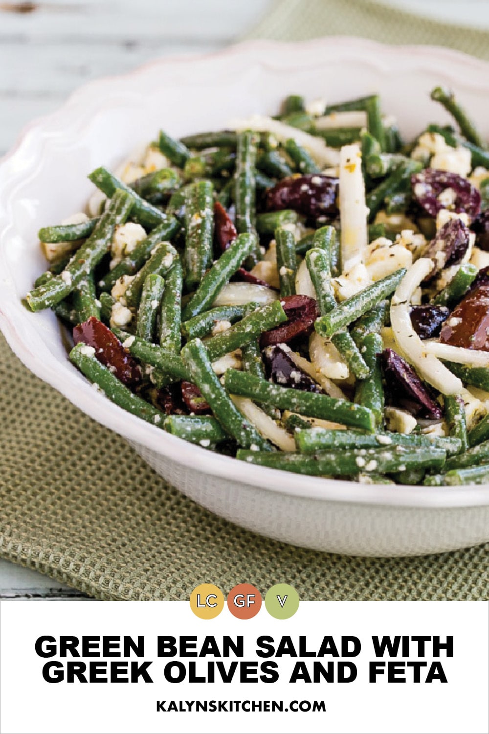 Pinterest image of Green Bean Salad with Greek Olives and Feta