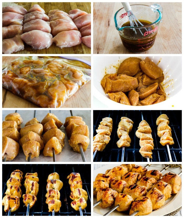 Grilled Chicken Kabobs with Asian Marinade process shots collage