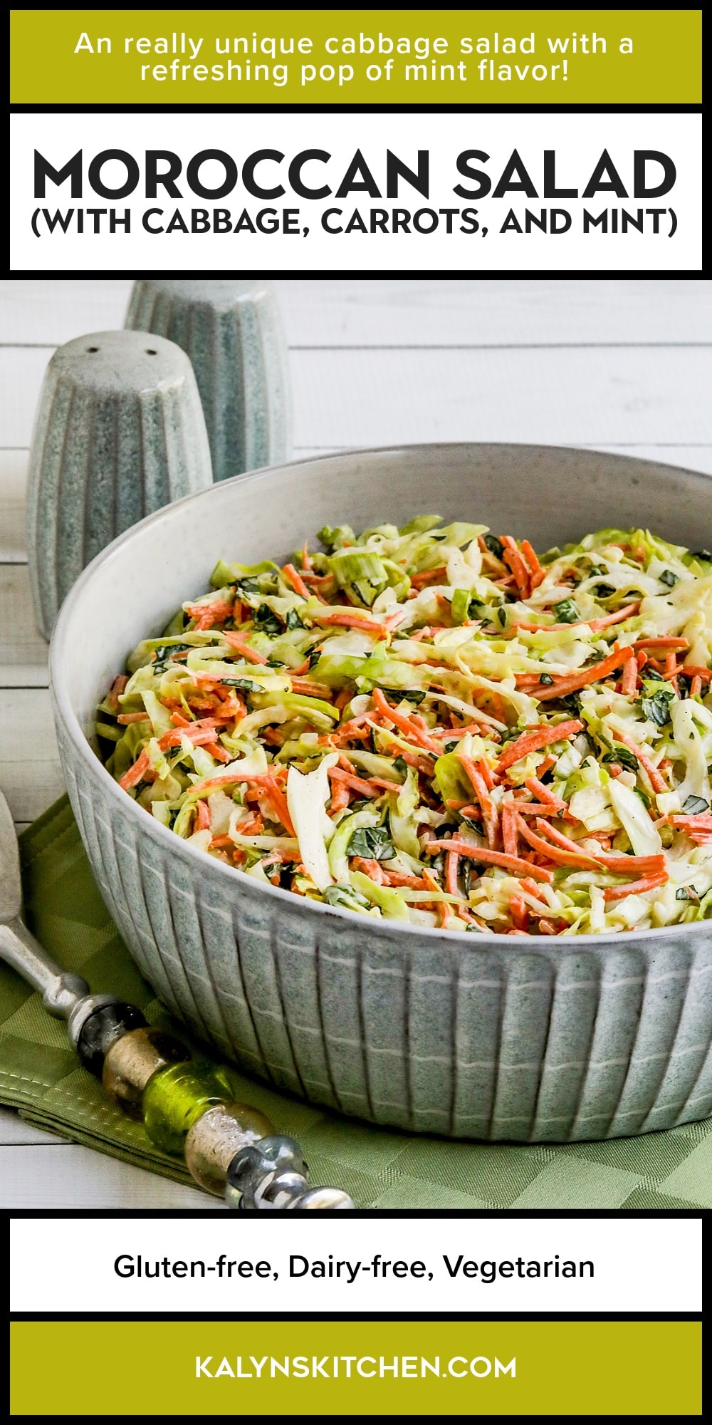 Pinterest image of Moroccan Salad (with Cabbage, Carrots, and Mint)