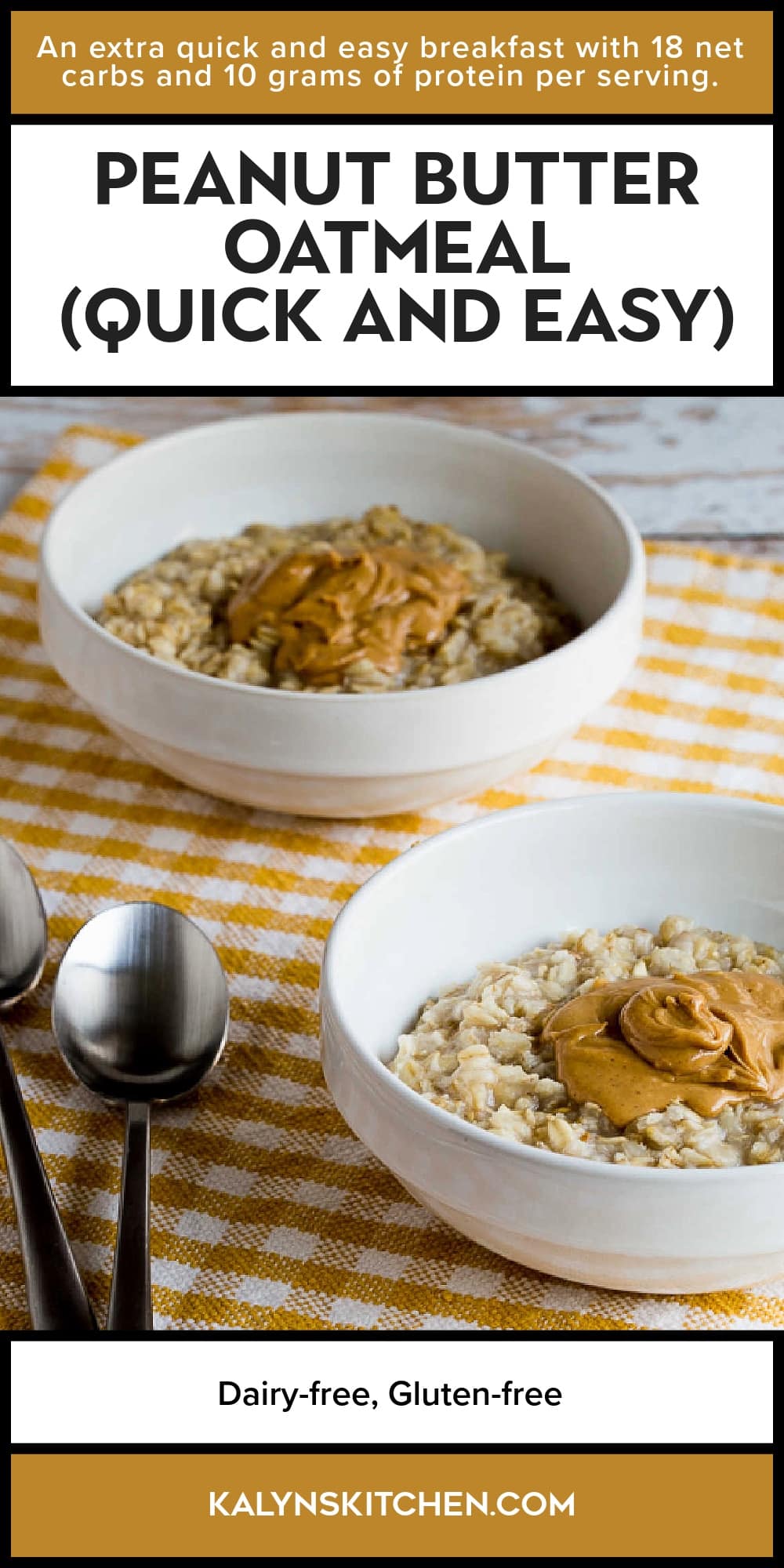 Pinterest image of Peanut Butter Oatmeal (Quick and Easy)