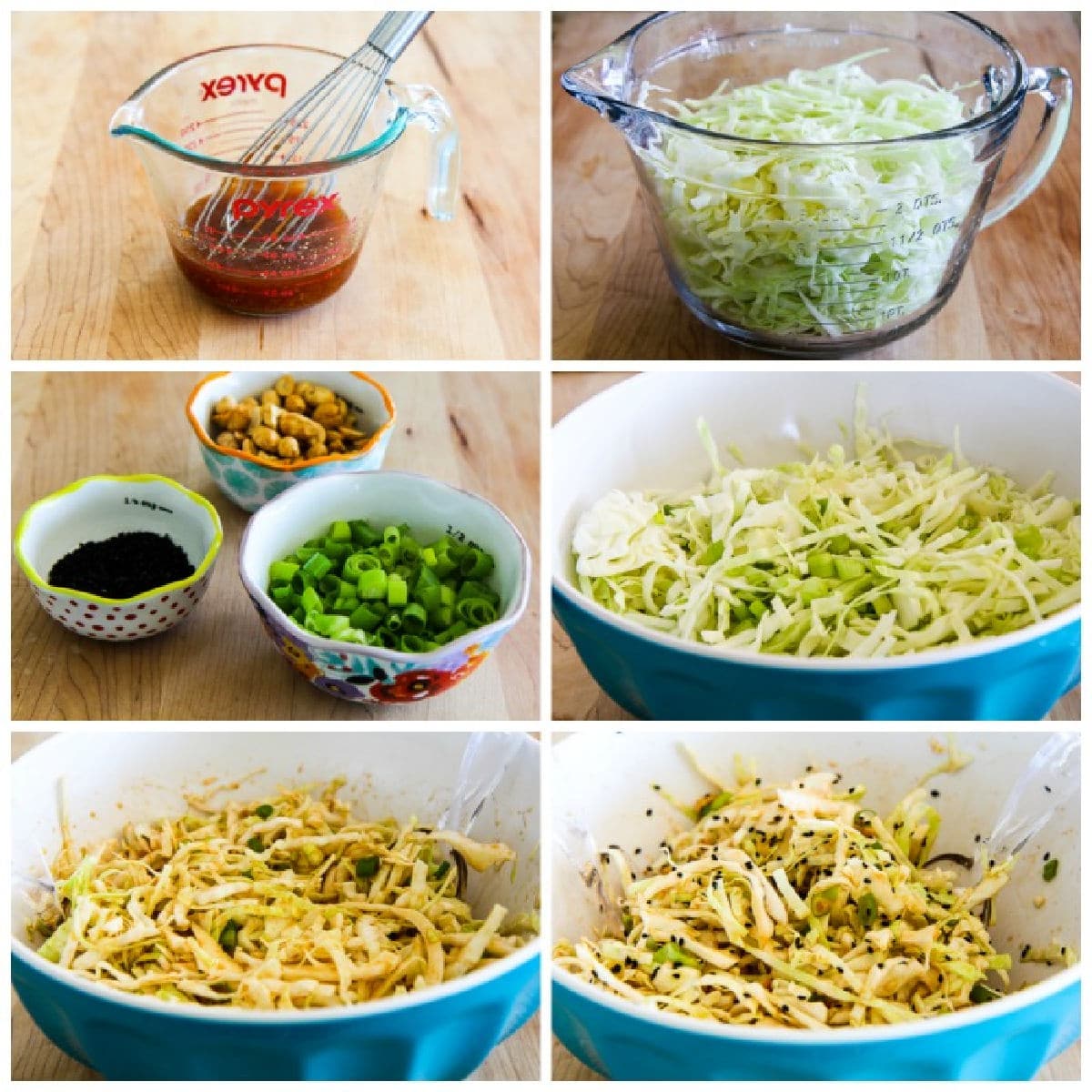 Asian Cabbage Salad collage of recipe steps