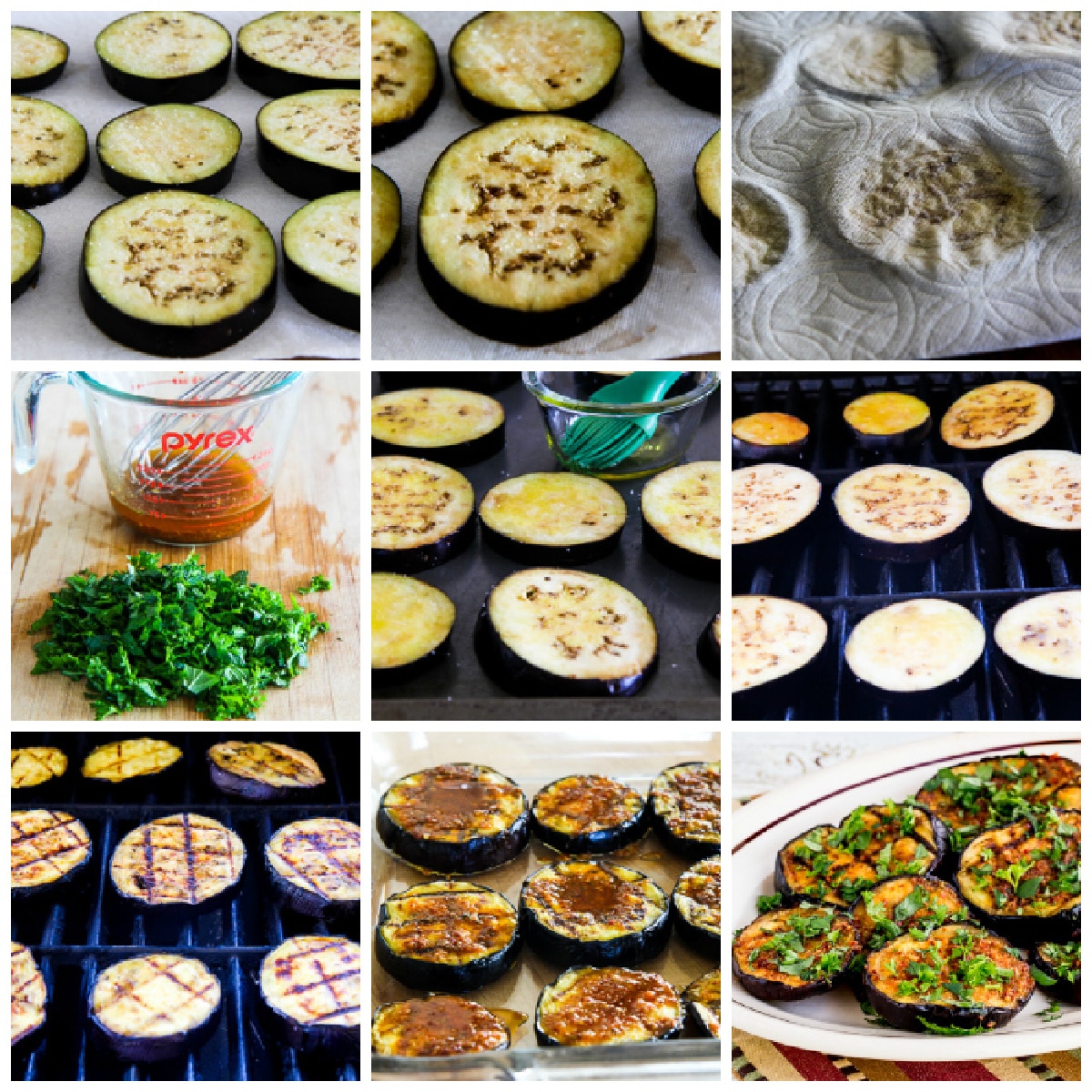 Spicy Grilled Eggplant collage of recipe steps