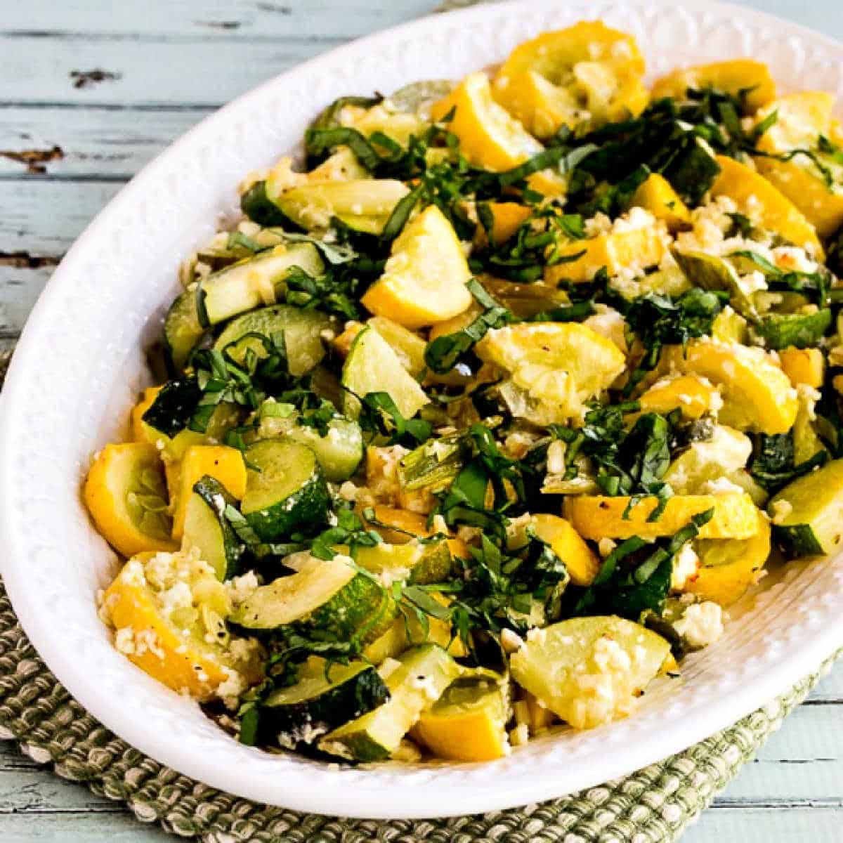 square image for Roasted Summer Squash with Feta and Basil