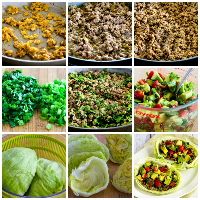 Turkey Lettuce Wrap Tacos process shots collage