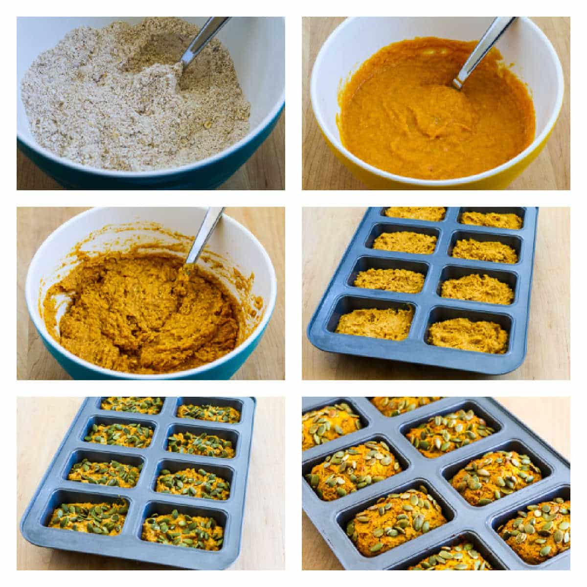 recipe steps collage for sugar-free pumpkin bread
