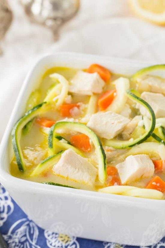 Greek Avgolemono Chicken Zoodle Soup